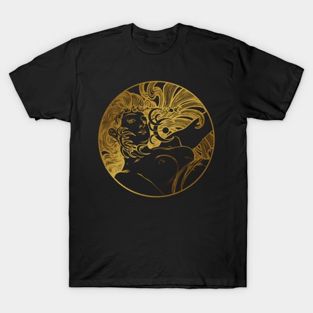 Art nouveau gold silhouette lady 3 T-Shirt by Allbestshirts